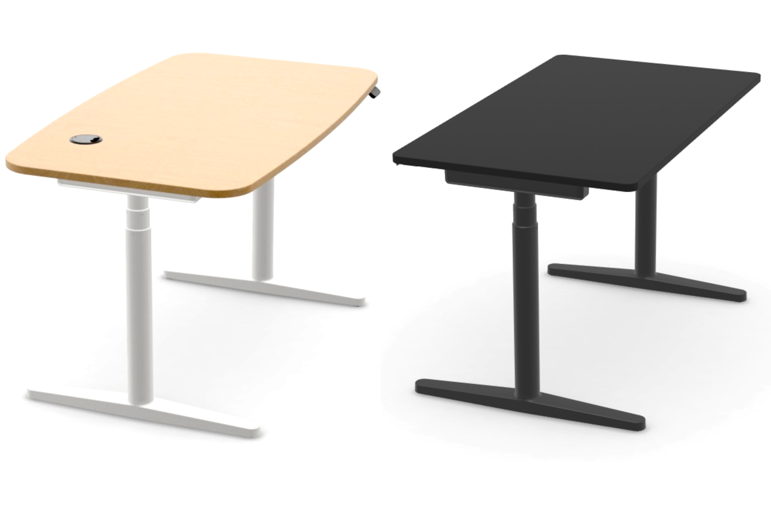 Schreibtisch Tyde 2 Home Desk von Vitra &ndash; helles Eichenfurnier und Tiefschwarz